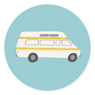 Vintage RV Van Motorhome Campervan Cute Drawing Classic Round Sticker