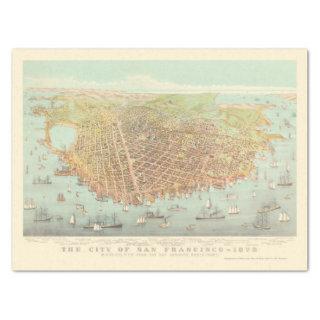 Vintage San Francisco Restored Map, 1878 Decoupage Tissue Paper