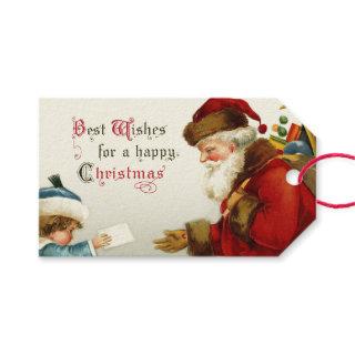 Vintage Santa and Child with Christmas Letter Gift Tags