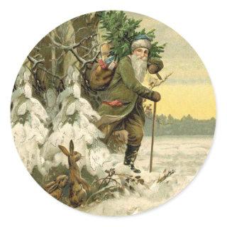 Vintage Santa Christmas Victorian Holiday Classic Round Sticker