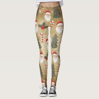 Vintage Santa Claus Pattern Leggings