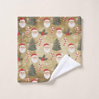 Vintage Santa Claus Pattern Wash Cloth