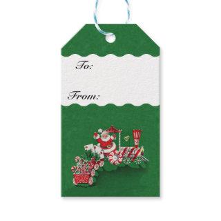Vintage Santa Claus Peppermint Candy Train Gift Tags