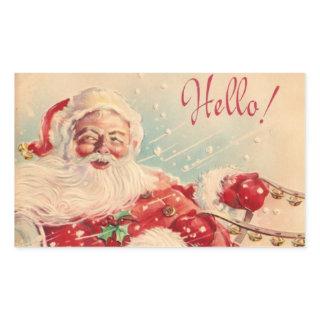 Vintage Santa Claus Riding Sleigh Rectangular Sticker