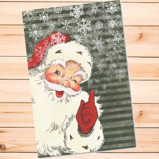 Vintage Santa Claus Victorian Green Stripes Tissue Paper