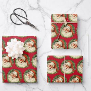Vintage Santa Claus with Pine Wreath Pattern  Sheets