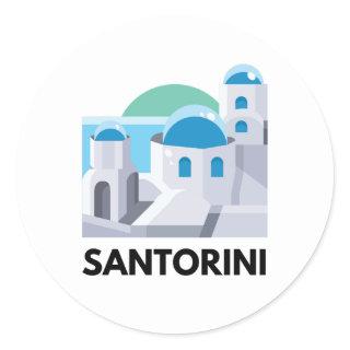 Vintage Santorini Greece Classic Round Sticker