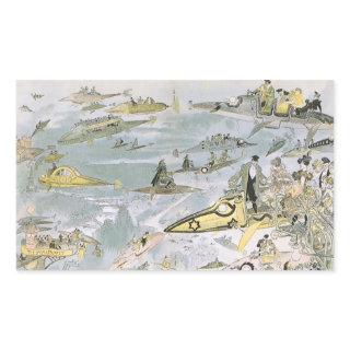 Vintage Science Fiction Futuristic Cars, Taxi Cabs Rectangular Sticker