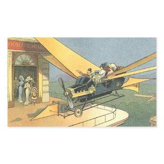 Vintage Science Fiction Steampunk Convertible Car Rectangular Sticker