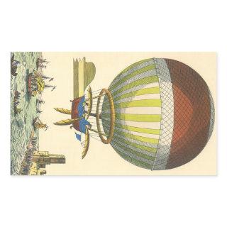 Vintage Science Fiction Steampunk Hot Air Balloon Rectangular Sticker