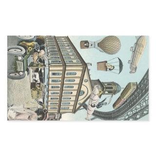 Vintage Science Fiction, Victorian Steam Punk City Rectangular Sticker