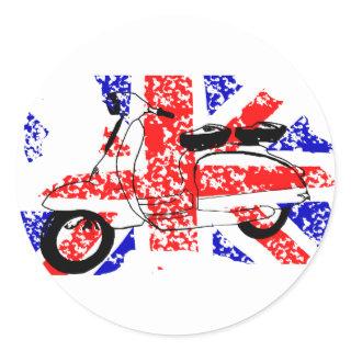 Vintage Scooter and faded Union jack Classic Round Sticker
