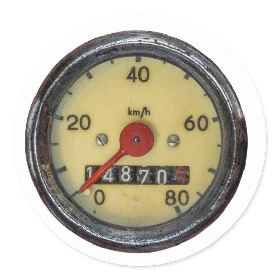 Vintage Scooter Speedometer Classic Round Sticker