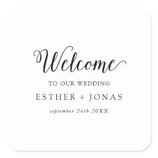 Vintage Script Wedding Welcome Square Sticker