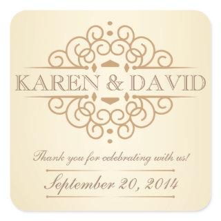 Vintage Scrolls Wedding Thank You Labels