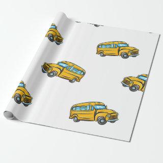 Vintage seamless pattern with school bus. bus,scho