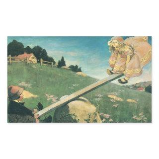 Vintage See Saw Margery Daw, Jessie Willcox Smith Rectangular Sticker