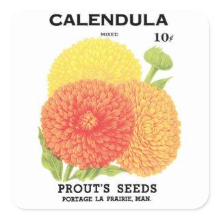 Vintage Seed Packet Label Art, Calendula Flowers