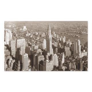 Vintage Sepia Tone New York Rectangular Sticker