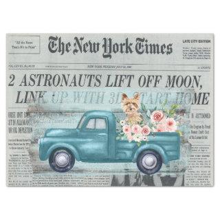 Vintage Shabby Chic Yorkie And Truck Ephemera  Tissue Paper