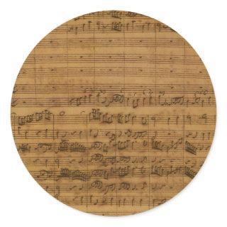 Vintage Sheet Music by Johann Sebastian Bach Classic Round Sticker