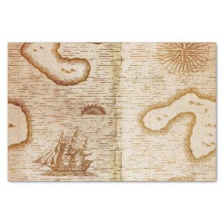 Vintage Ships Ocean Map Decoupage Tissue Paper