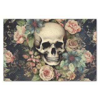 Vintage skull and roses decoupage paper
