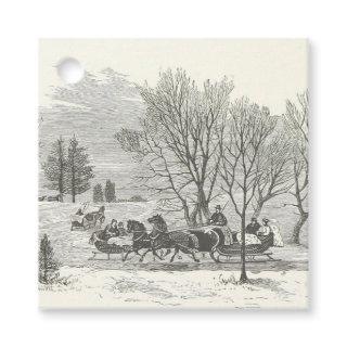 Vintage Sleigh Ride Engraving Favor Tags