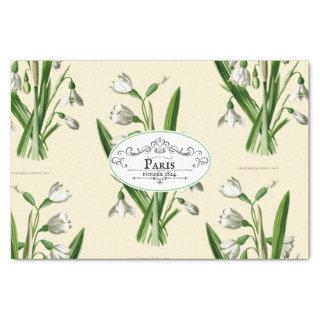 Vintage Snowdrop Oval Product Label Yellow Tissue Paper