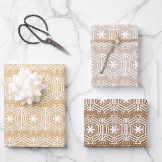 Vintage snowflakes pattern camel beige brown   sheets