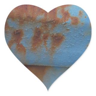 Vintage soft blue rusted heart sticker