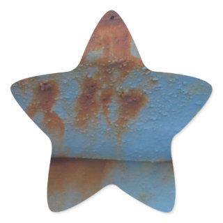 Vintage soft blue rusted star sticker