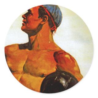 Vintage Soviet Hunk Classic Round Sticker