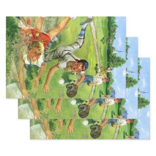 Vintage Sports Baseball, Children Teams Playing  Sheets