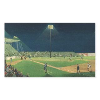 Vintage Sports, Baseball Game at Night Rectangular Sticker