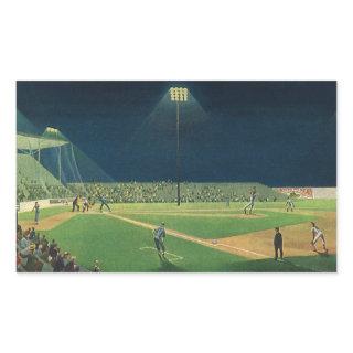 Vintage Sports, Baseball Game at Night Rectangular Sticker