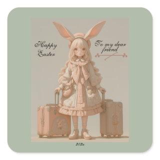 Vintage Spring, Easter, Square Sticker