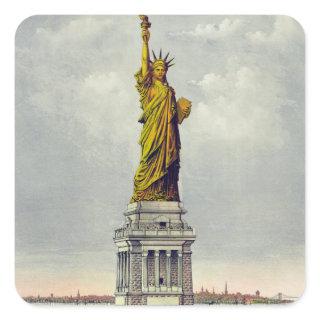 Vintage Statue of Liberty New York Travel Square Sticker