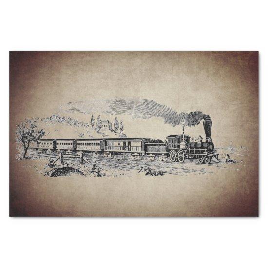Vintage Steam Train Illustration For Decoupage  Tissue Paper