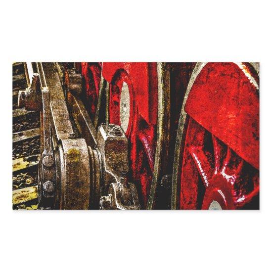 Vintage Steam Train - The Wheels Rectangular Sticker