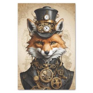 Vintage Steampunk Fox Portrait Tissue Paper