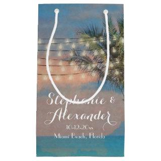 Vintage String Lights Sunset Beach Wedding Small Gift Bag
