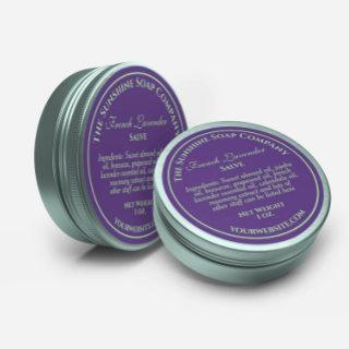 Vintage style dark purple green text soap cosmetic classic round sticker
