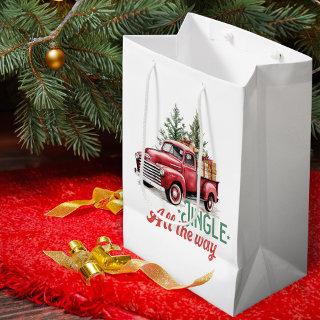 Vintage Style Jingle All The Way Christmas Medium Gift Bag