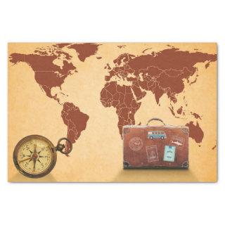Vintage Style, Map of World Print Tissue Paper