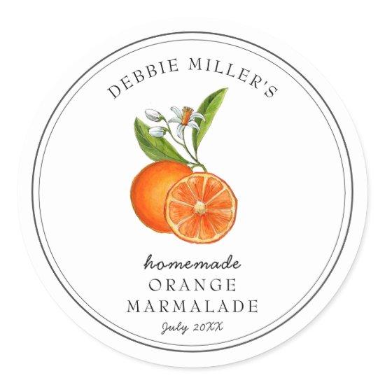 Vintage style Oranges on white Jam jar Classic Round Sticker