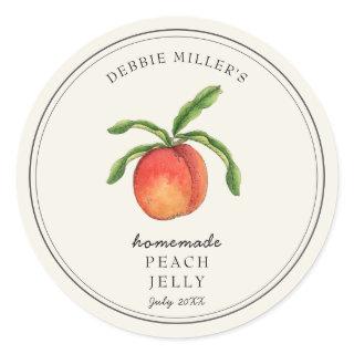Vintage style Peach on off-white Jelly jar Classic Round Sticker