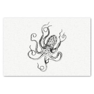 Vintage Stylized Octopus Drawing #1 Tissue Paper