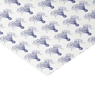 Vintage Stylized Octopus Drawing #8 Blue Tissue Paper