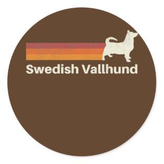Vintage Swedish Vallhund Retro Mom Dad Dog  Classic Round Sticker
